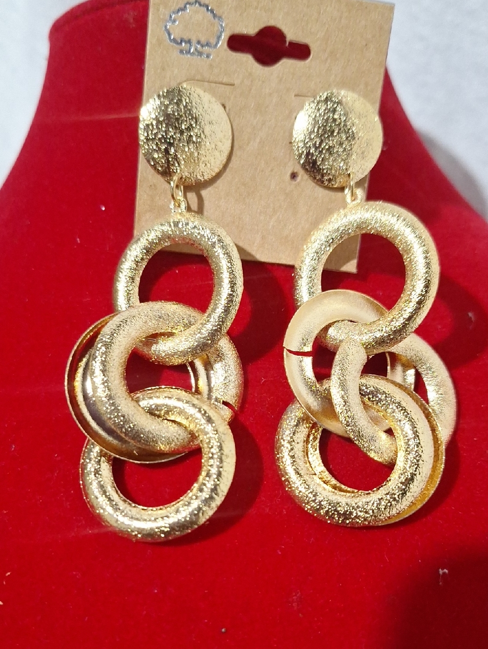 Gold Interlocking Hoop Drop Earrings - Women Jewelry